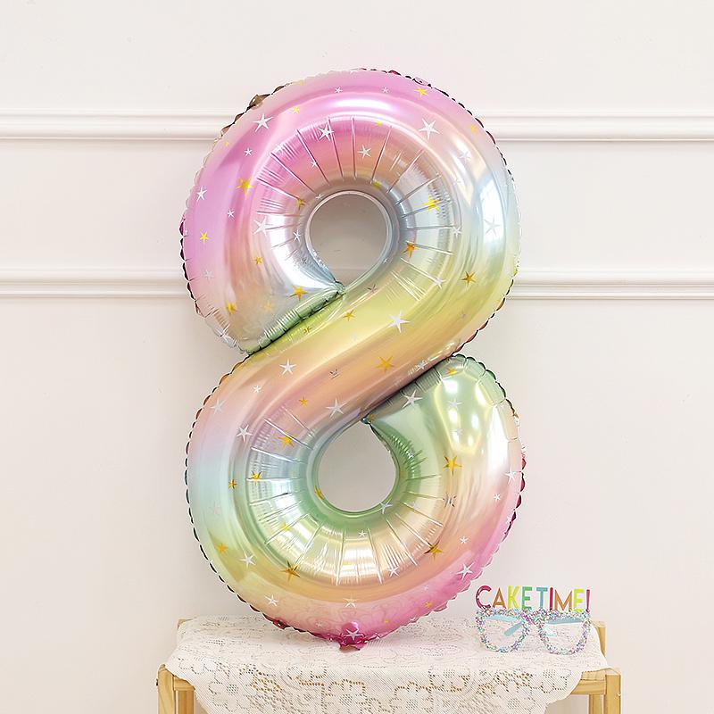 Balões de Estrela e Número com Gradiente Arco-Íris de 40 polegadas para Decoração do 1º Aniversário do Bebê