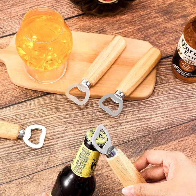 1 STÜCK Multifunktionaler Holz-Weinkorkenzieher mit Messer & Bieröffner Holzgriff Edelstahl-Korkenzieher Weinflaschenöffner