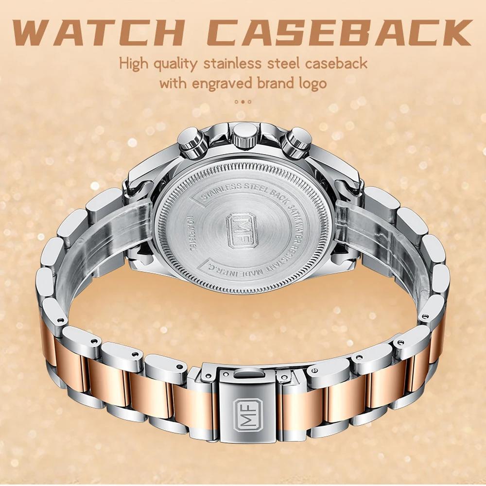 Elegant Ladies Watches Chronograph Dials Fashion Business Quartz Watch for Women Stainless Steel Band