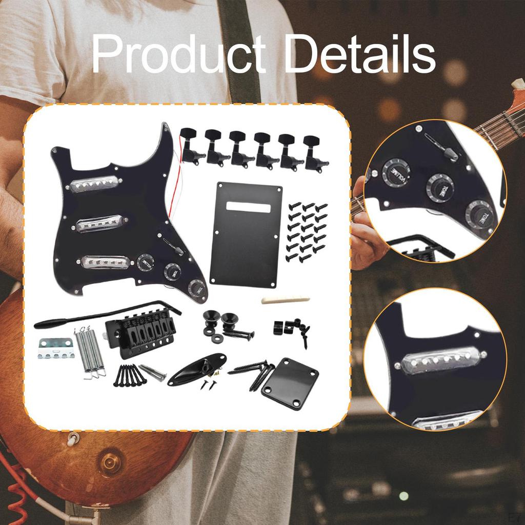 DIY Electric Guitar 11 Hole Scratchplate Portable Multifunction Sss Pickguard Tuning Pegs for