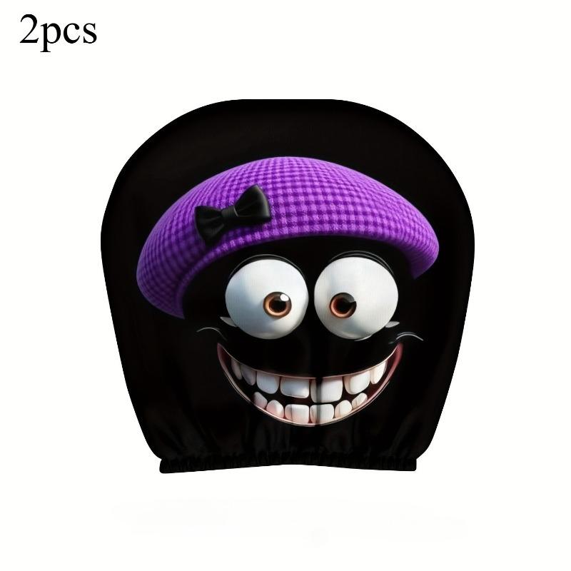 2PCS Funny Cartoon car headrest Cover, Cute Funny Eyes, Suitable for Halloween, Christmas car Universal Elastic Models Funny Decoration
