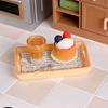 Miniature Dollhouse Decor Mini Milk Tea Cake With Plate For Kid Pretend Play Toys