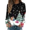 Women's Fashion Casual Long Sleeve Christmas Printed Neck Sweatshirt Top