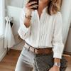 Fall/Winter Pleated V-neck Elegant and Simple High-end Relaxed Shirt Top for Women
