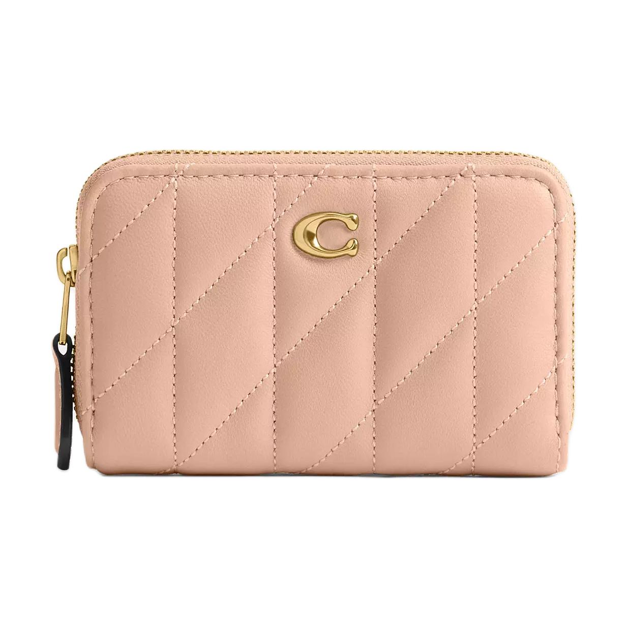 Coach CM505-B4CRM Women Leather Zip Around Card Case Light Pink