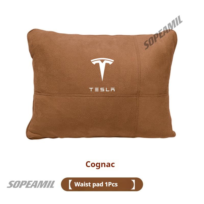 Oreiller de soutien cervical pour appui-tête en daim pour voiture, coussin de siège lombaire pour Tesla Model 3 Model Y Model S Model X Roadsrer Cybertruck