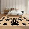 Non-Slip Washable Paw Print "WELCOME" Area Rug Soft Floor Mat for Living Room Bedroom Pet Friendly Kids Room Decor