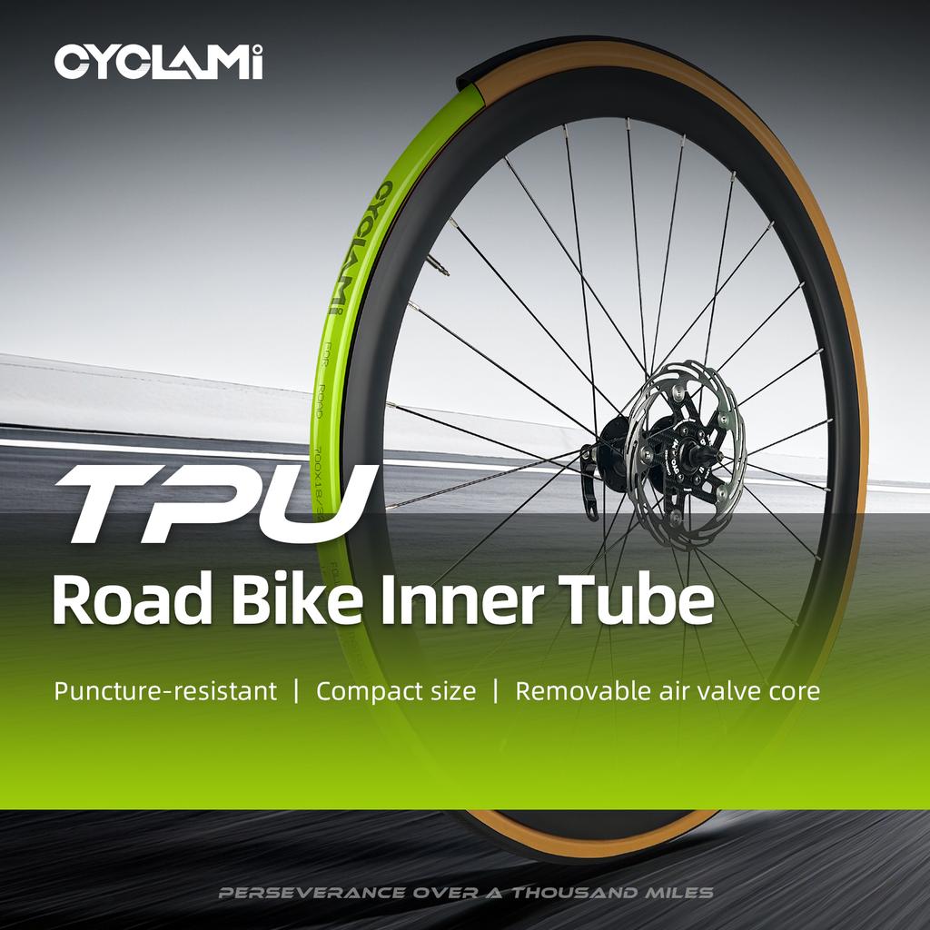 CYCLAMI Bike Inner Tube Ultralight TPU Hose Metal Presta Valve Removable Bike Accessories For Road 700C 700 18 23 25 28 30 32 C