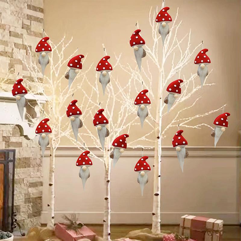 1/4/6PC Polyester Christmas Tree Hanging Pendants Cute Long Beard Doll Pendants Home Red Party Tree Hanging Christmas