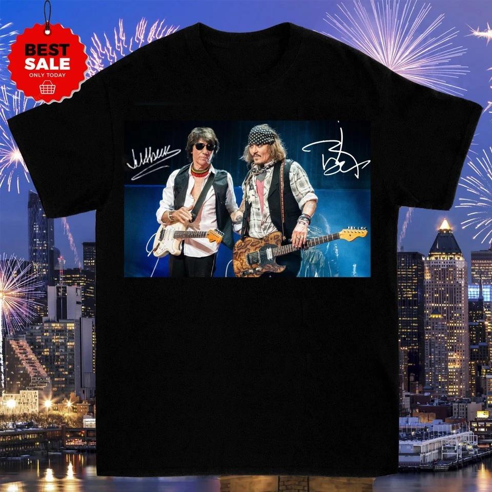 Jeff Beck and Johnny Depp Black Unisex T Shirt S-5XL Q7336 4XL