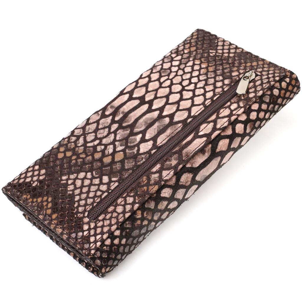 Ultra-stylish Women's Wallet Made of Textured Genuine Leather with Snake Embossing CANPELLINI 21713 Multicolored
