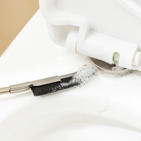 Crevice Brush Long Handle Easy Cleaning Narrow Gaps Stainless Steel Nylon Bristles Multi-angle Cleaning Brush