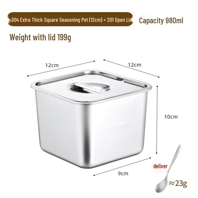 Andytai Commercial Square Stainless Steel Condiment Container