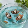 Kreatives Katzen-Fischerboot Aquarium-Ornament Hohe Qualität Harz Langlebig Fischbecken Dekoration Meeres-Thema Dekor