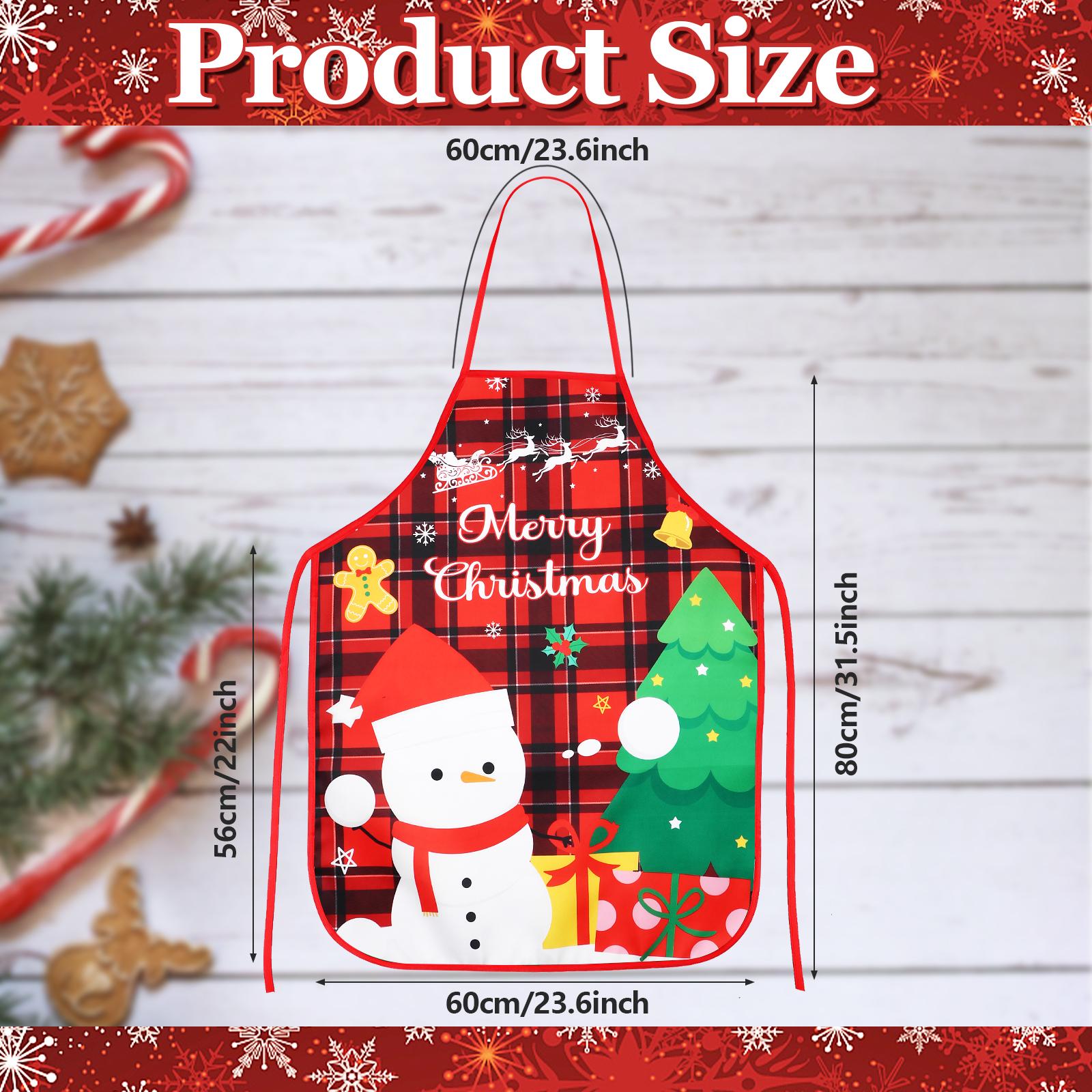 

2 Pcs Christmas Aprons For Women Men Adult Funny Xmas Waterproof Cartoon Santa Snowman Apron For Cooking Baking Bbq Drawing Supp армия зеленый