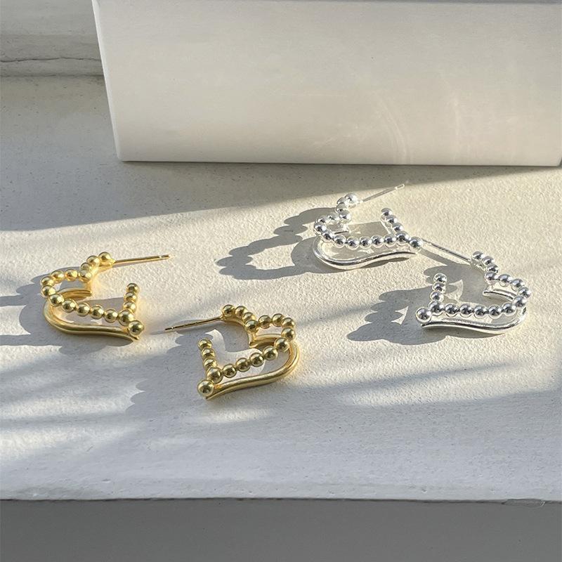 Cercei cu știfturi de dragoste, cu două straturi, de lux, ușoare, franțuzești, cercei de nișă pentru femei, cu temperament neregulat, cercei cu design retro