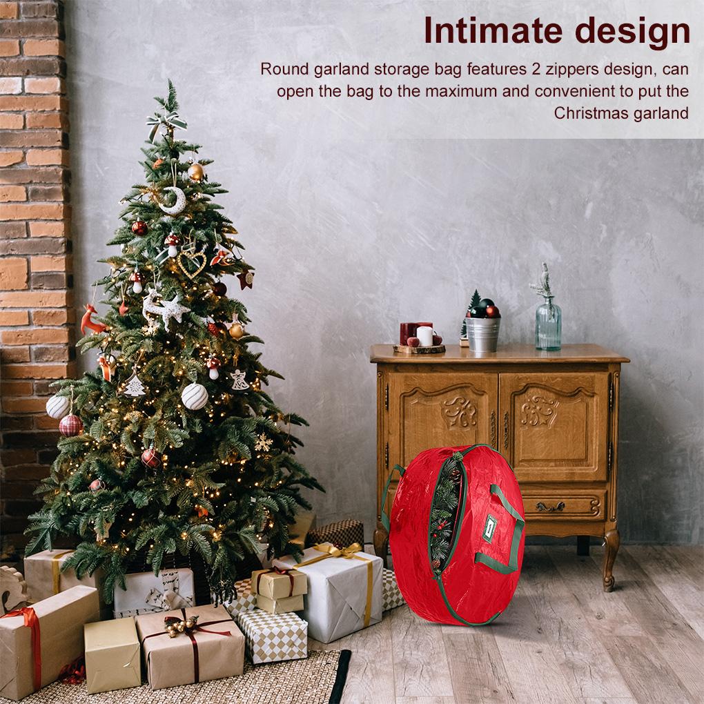 Holiday Christmas Wreaths Bag Dual Artificial Garlands Waterproof Storage Container Handle Decorative Seasons Toys Home