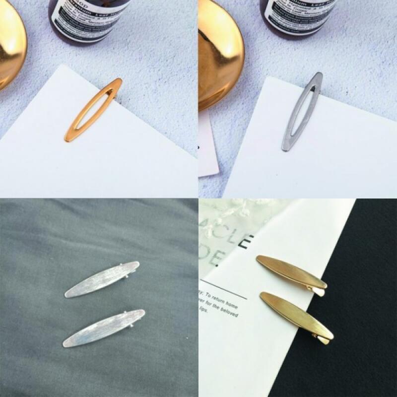 Metal silver gold hairpin hair clip round circle y2k C