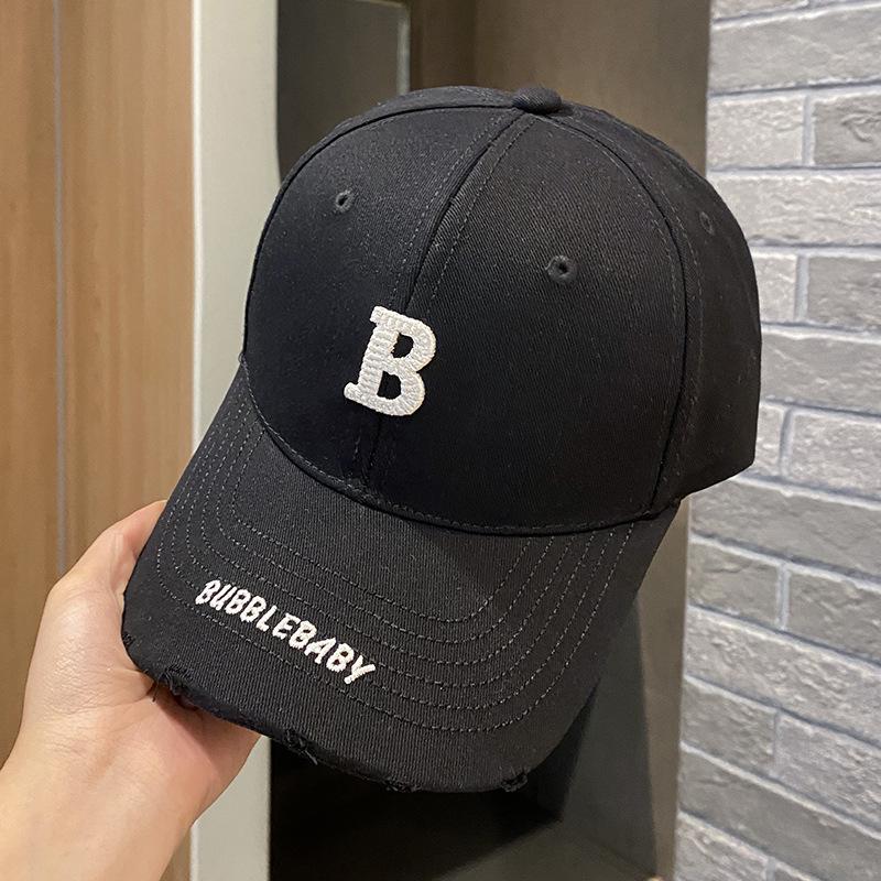 Alphabet Baseball Cap Women'S Hat Hard Top Wide Brim Big Head Circumference Cap Men'S Sun Protection Visor Thin