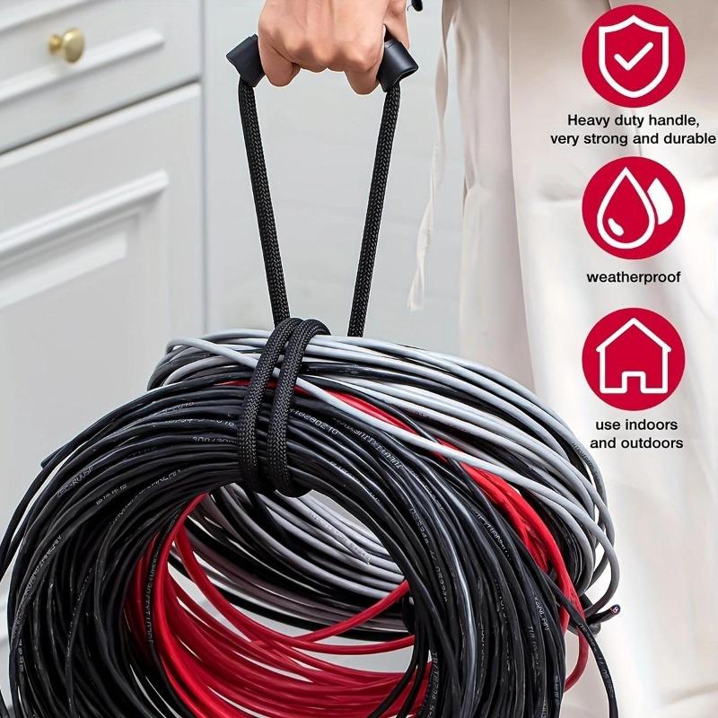 Storage Strap Heavy-Duty Hook and Loop Cord Carrying Strap, Hanger, and Organizer with Handle for Pool Hoses Garden Hoses Cables