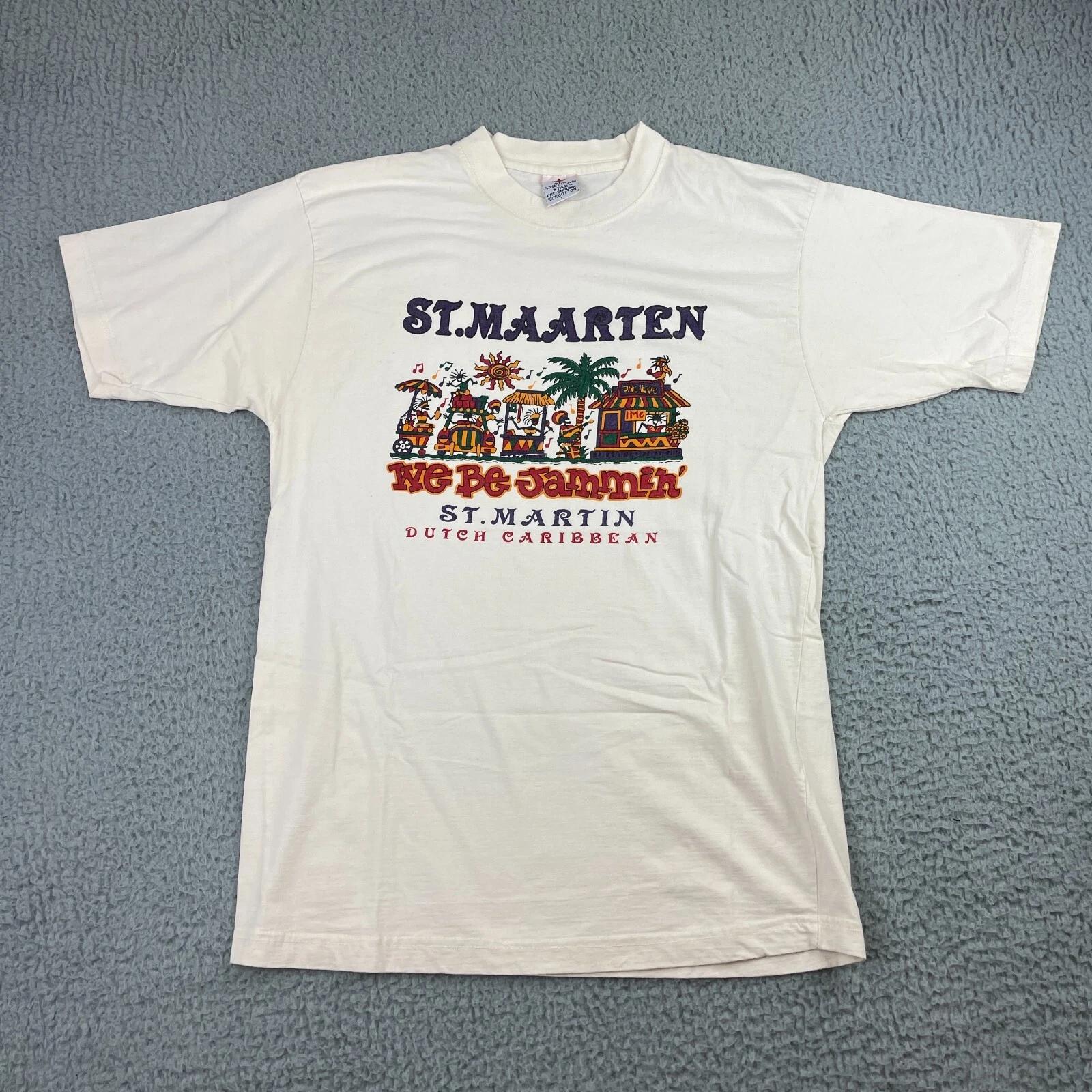 

Vintage St. Marten Shirt Mens Large Off White We Be Jammin Dutch Caribbean 3XL
