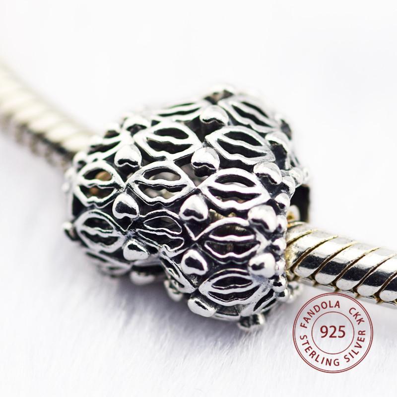 Fits Europe Bracelet 925 Sterling Silver Love & Kisses Heart Charm Beads for Women DIY Jewelry Making