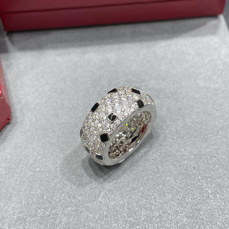 

Musla Design Luxury 925 Sterling Silver Ring with Black Spots Design Trendy Rock Style Jewelry for Men and Women 8 біле золото кольору
