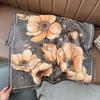 New plant flower scarf autumn and winter thickened retro oil painting scarf women's versatile imitation cashmere shawl