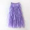 Manufacturer, Elastic Waist Fashionable Versatile and Thin Mesh Stitching Irregular Medium and Long Skirt