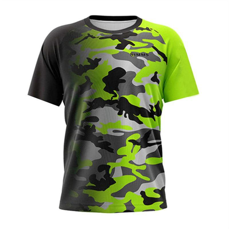 SIMMS Fishing Clothes Camo Sunblock Outdoor Luya Short-sleeved Sweatshirt Breathable T-shirt Top