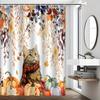 Autumn Cozy Cat Shower Curtain - Festive Pumpkin & Leaf Theme for Bathroom Decor, Adds Seasonal Charm and Warmth