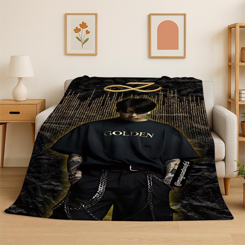 Famous B-BTS Jeon Jung Kook JK Kpop Soft Flannel Throw Blanket,Warm Cozy Blanket for Bed,Couch,Sofa,Bedroom,Living Room,Camping