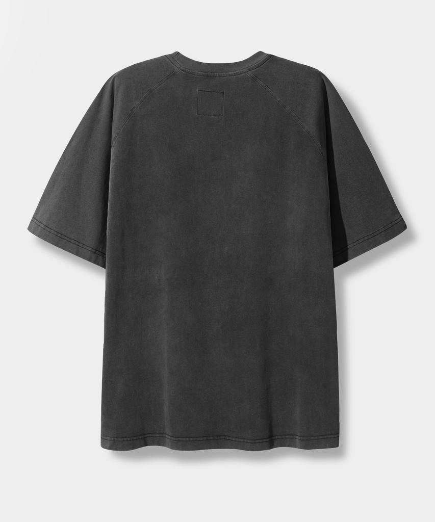 Dimiteulibeullaeg T-shirt à Manches Courtes Blocs de Couleur Raglan Œuvre d'Art Pigmentée_Charbon