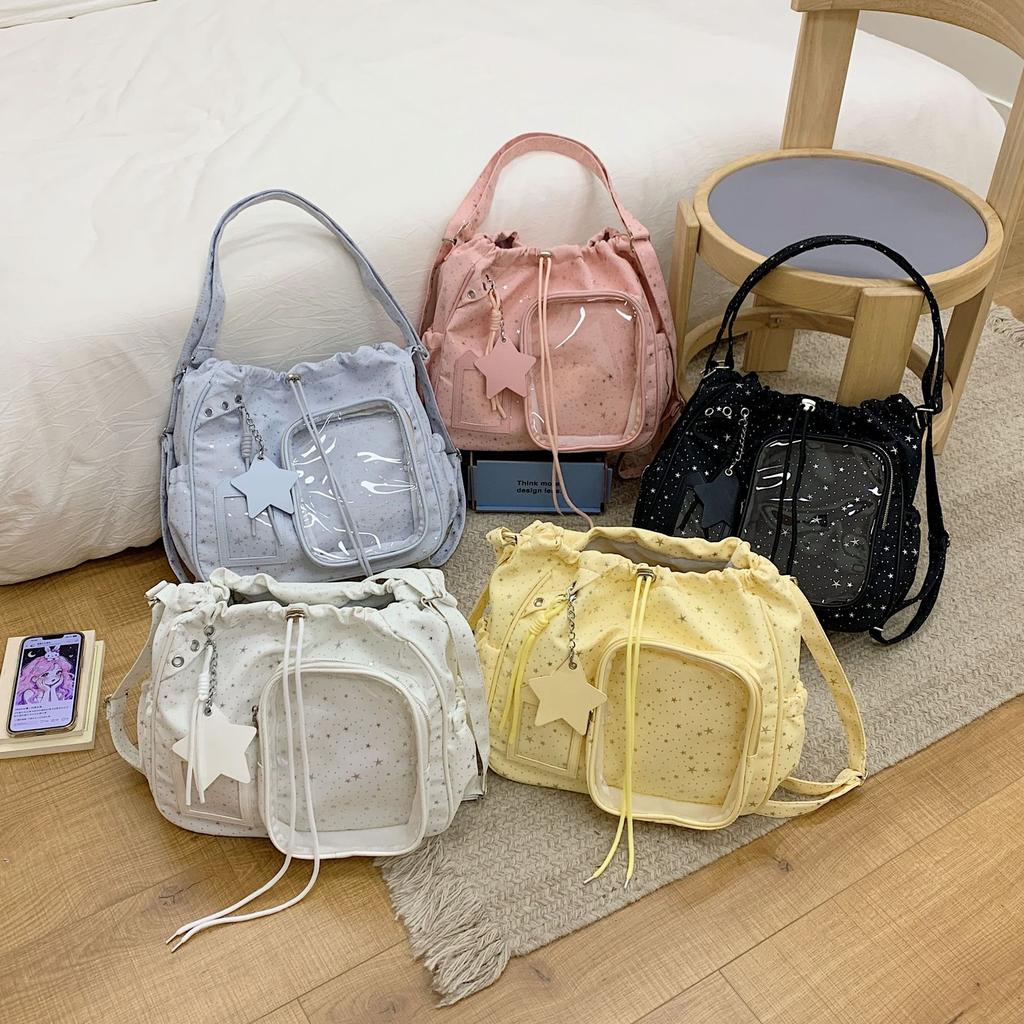 Schoolbag Baby Bag Drawstring Backpack Women's 1011 New Star Bar Pain Bag Shoulder Bag Large Capacity Tote Bag Messenger Bag