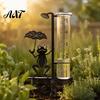 Garten Regenmesser Frosch, Metall-Regenschirm-Halterung, Dekorative Statue Messgerät für Außenbereich Garten Rasen Dekoration Außen