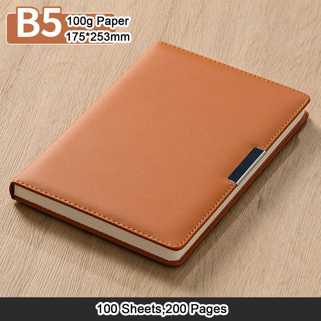 A5/B5 verdickter Business-Leder-Notizblock, Studenten-Studienheft, Arbeitsbesprechungs-Protokollbuch, Tagebuch, Exzerptbuch, 100 Blatt