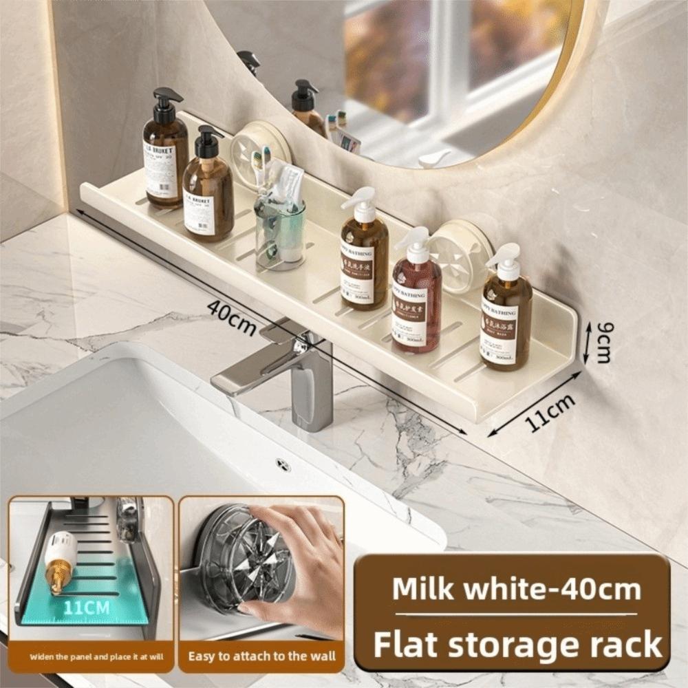 Wall Mounted Suction Cup Storage Shelf Waterproof Washbasin Countertop Shelves  Makeup