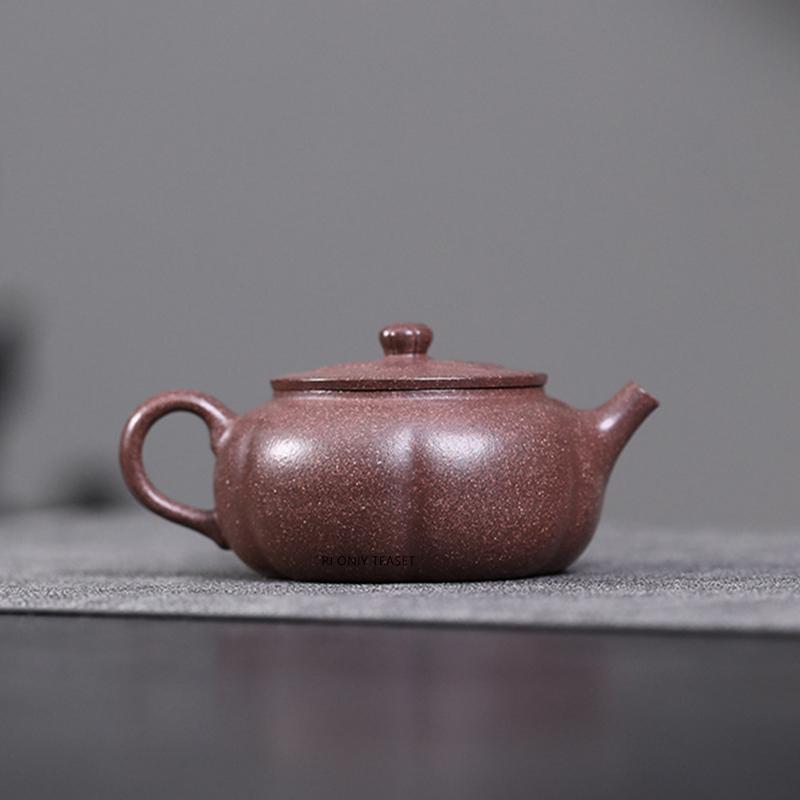 110ml Yixing Purple Clay Teapot Small Capacity Handmade Pumpkin Shape Tea Pot Beauty Tea Infuser Zisha Kettle Chinese Teaware