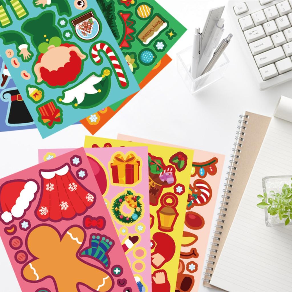 Christmas Make A Face Stickers, 8X Make Your Own Activities Sticker, Christmas Sticker For Kids Ages 4+, Face Stickers For School Rewards