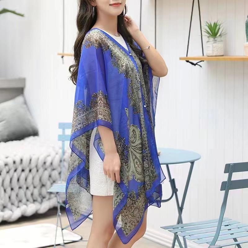 Women Summer Chiffon Sunscreen Shawl Outdoor Driving Cycling Sun Protection Scarf