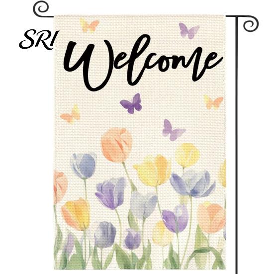 Spring Garden Decor Double-Sided Flag for Porch 12x18 Inch Fade-Resistant Floral Butterfly Welcome Print Decorative Outdoor Yard Patio Mailbox