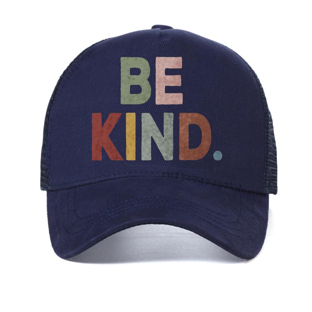 BE KIND Letter Baseball Cap Men's Summer Print Mesh Hat Outdoor Casual Sport Caps Adjustable Breathable Snapback Hats