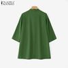 ZANZEA Women Casual Round Neck Half Sleeve Loose Retro Blouse