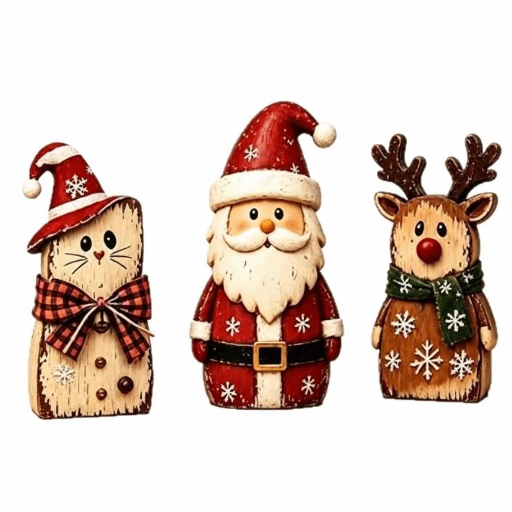 1/3pcs Reindeer Christmas Ornaments Cat Xmas Desktop Ornaments Santa Claus Figurine Decor Office
