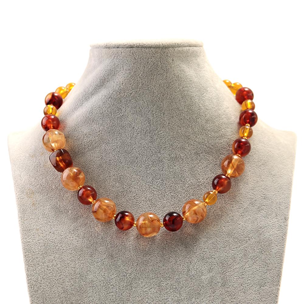 Retro Double Layer Resin Irregular Circle Beads Choker Necklace for Women New Trendy Tortoiseshell Acrylic Collar Jewelry Gift янтарь