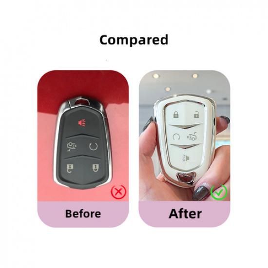 TPU Soft Remote Key Fob Cover Case Holder Shell For Cadillac CT6 ATS XTS SRX