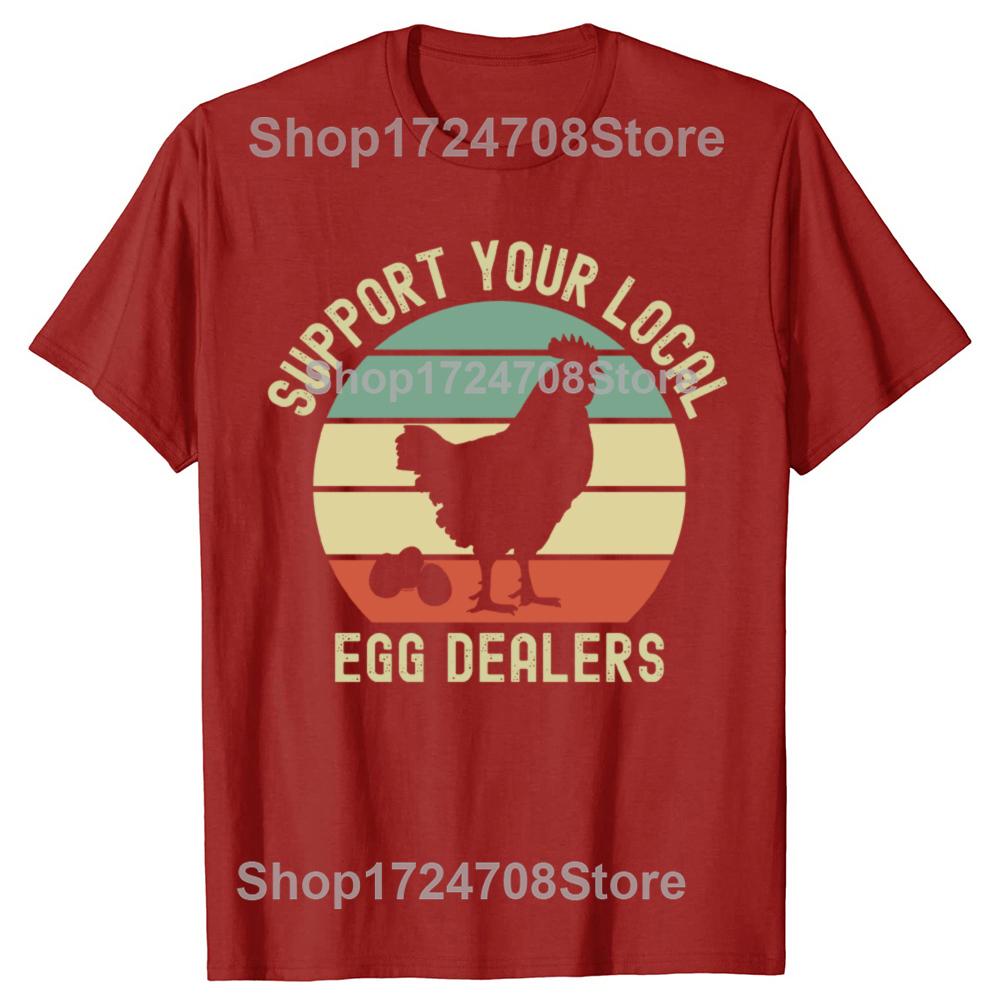 Funny Vintage Local Egg Dealer Farmer Chicken Egg Lover Graphic T-shirt Hip Hop Oversized T Shirt 100% Cotton Comfort T-shirts