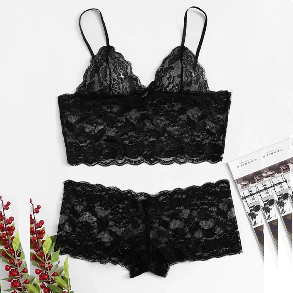 Sexy Women Lace Bra Briefs Lingerie Underwear Pajamas Camisole Sleepwear Set