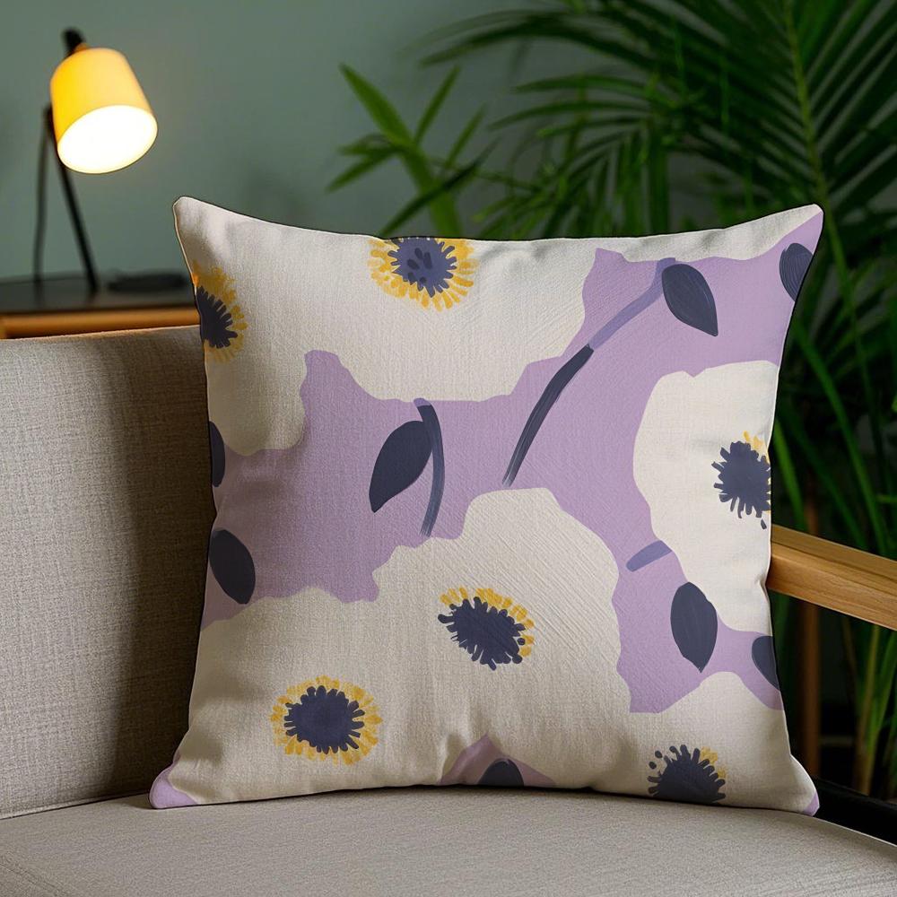 Flower Design Cushion Cover Soft Short Plush Double-Sided Printing Home Decor Machine Washable Pillow Case Gift