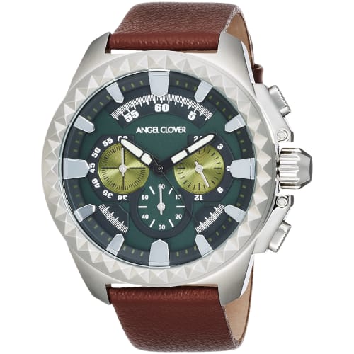 Angel Clover Rugged Watch, 46mm, Brown, with Gray Dial, Stainless Steel, and Quartz Movement, RG46SGR-BR, Men's, Official Warranty